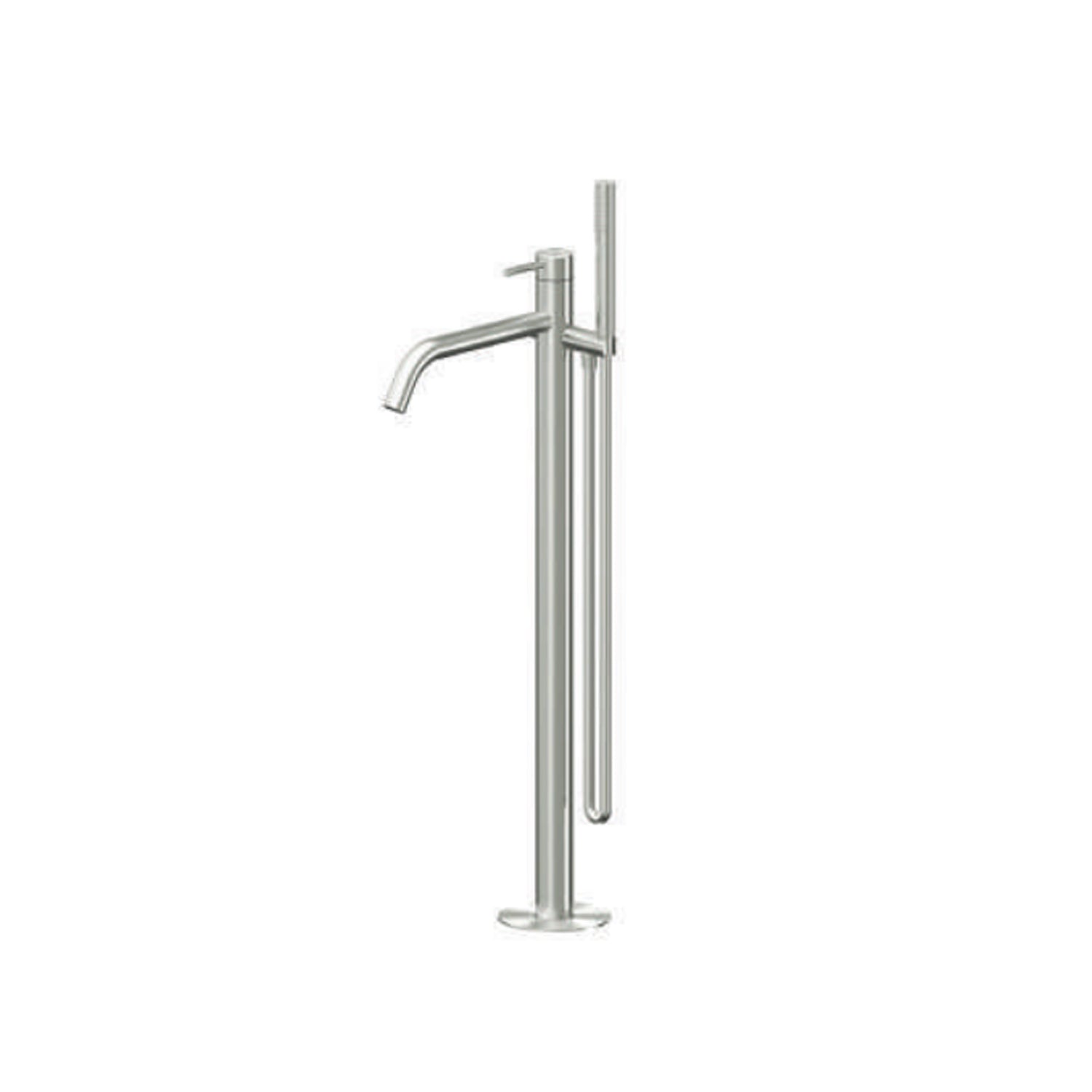 Miscelatore monocomando per vasca centro stanza con kit doccino RubiFlux serie Aria - Acciaio Satinato by CeramicStore | Lo specialista del tuo bagno