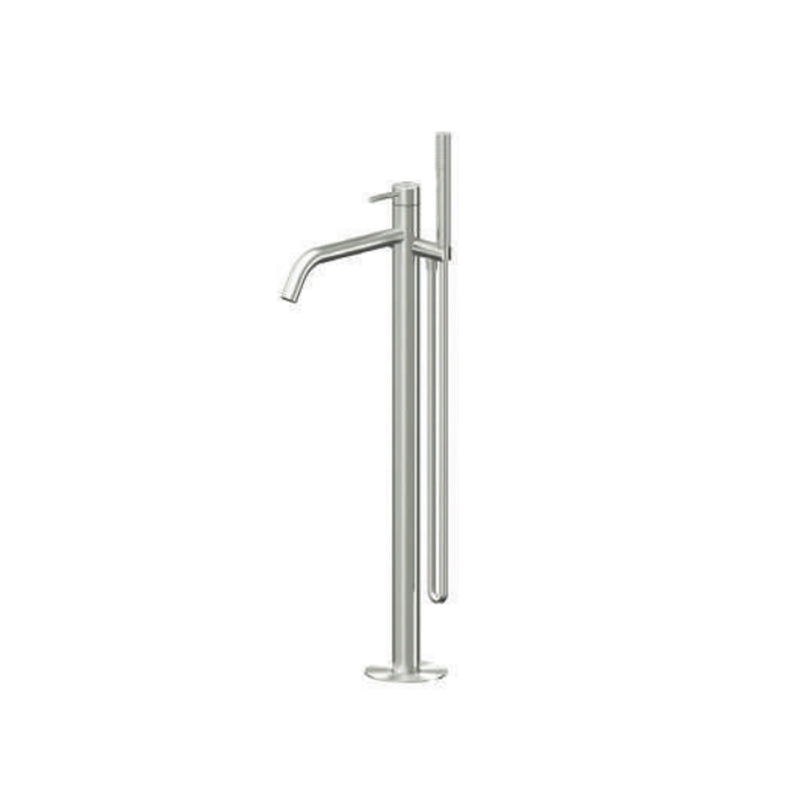 Miscelatore monocomando per vasca centro stanza con kit doccino RubiFlux serie Aria - Acciaio Satinato by CeramicStore | Lo specialista del tuo bagno