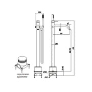 Miscelatore monocomando per vasca centro stanza con kit doccino RubiFlux serie Aria - Acciaio Satinato by CeramicStore | Lo specialista del tuo bagno