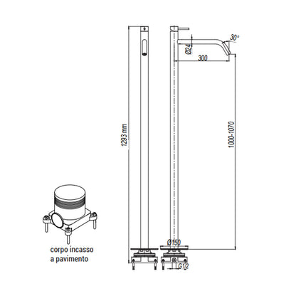 Miscelatore monocomando lavabo freestanding RubiFlux serie Aria - Acciaio Satinato by CeramicStore | Lo specialista del tuo bagno