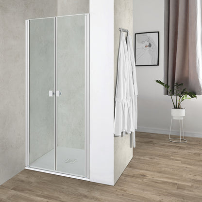 Box doccia DSense doppia battente 95cm h200cm vetro trasparente profili cromo by CeramicStore | Lo specialista del tuo bagno