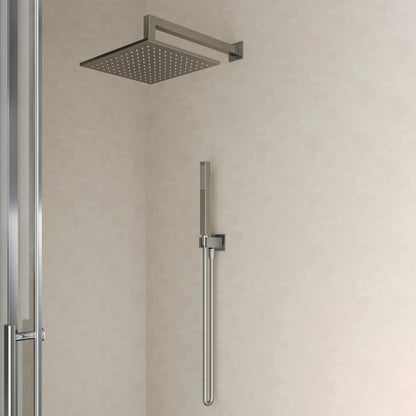 Kit doccia soffione quadrato con doccino RubiFlux serie Aria €“ Acciaio Satinato 316L by CeramicStore | Lo specialista del tuo bagno