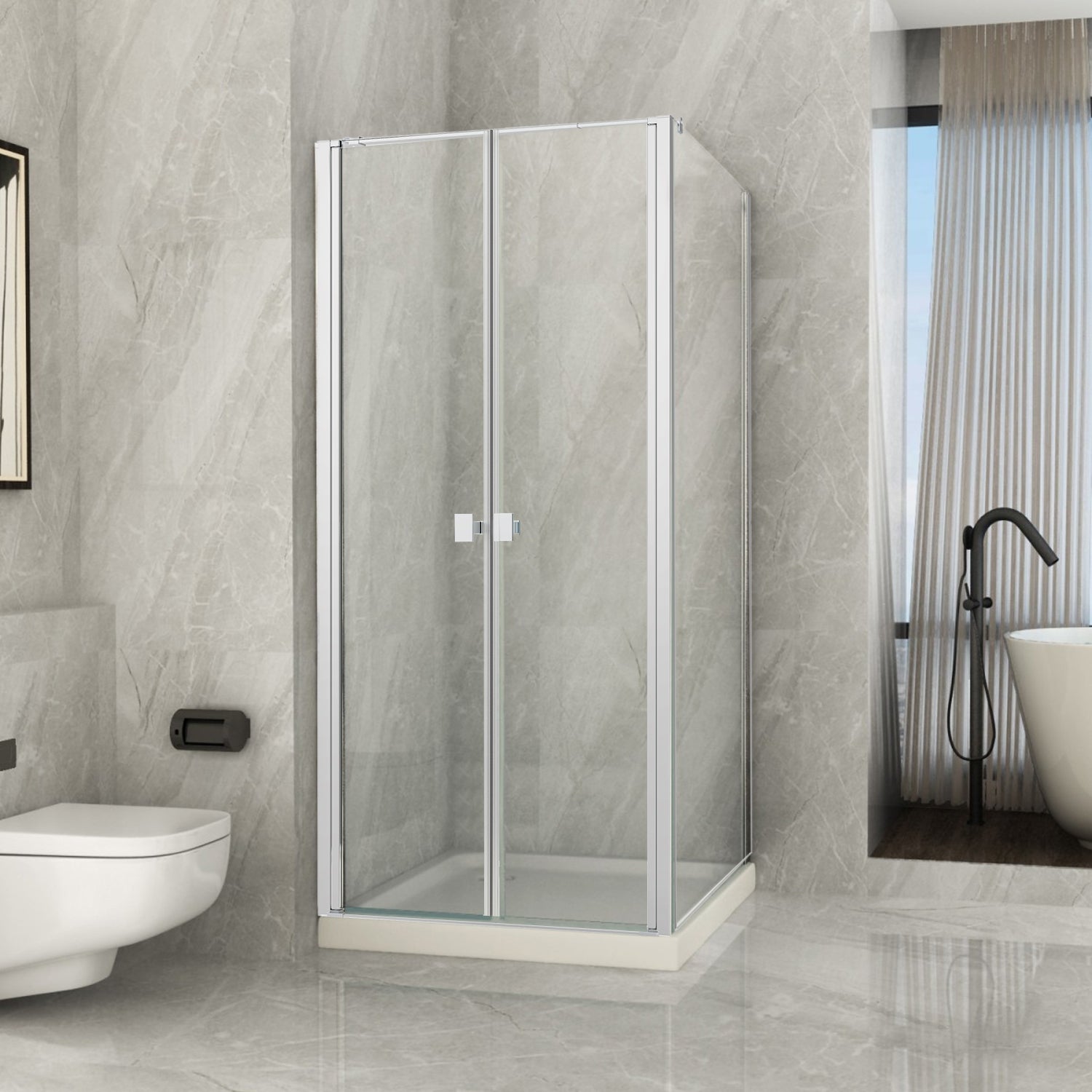 Parete doccia DocciaGo DSense 90cm h200cm vetro trasparente profili cromo by CeramicStore | Lo specialista del tuo bagno