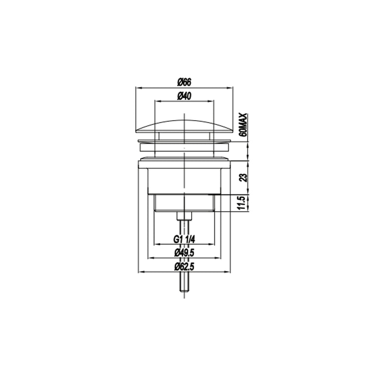 Piletta Click Clack universale per lavabo RubiFlux serie Aria - Acciaio Satinato by CeramicStore | Lo specialista del tuo bagno