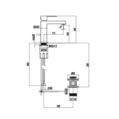 Miscelatore monocomando lavabo con scarico RubiFlux serie Rose - Cromo by CeramicStore | Lo specialista del tuo bagno
