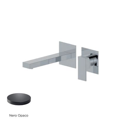 Miscelatore monocomando lavabo murale RubiFlux serie Rose canna 20 cm - Nero Opaco by CeramicStore | Lo specialista del tuo bagno