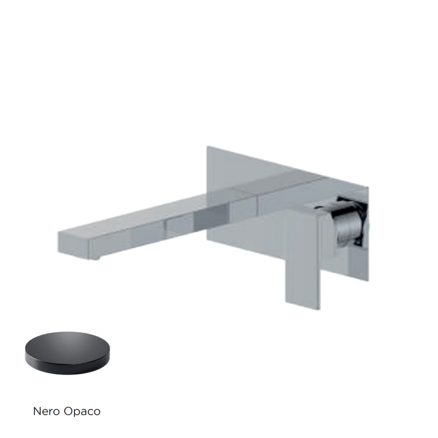 Miscelatore monocomando lavabo murale con piastra RubiFlux serie Rose canna 20 cm - Nero Opaco by CeramicStore | Lo specialista del tuo bagno