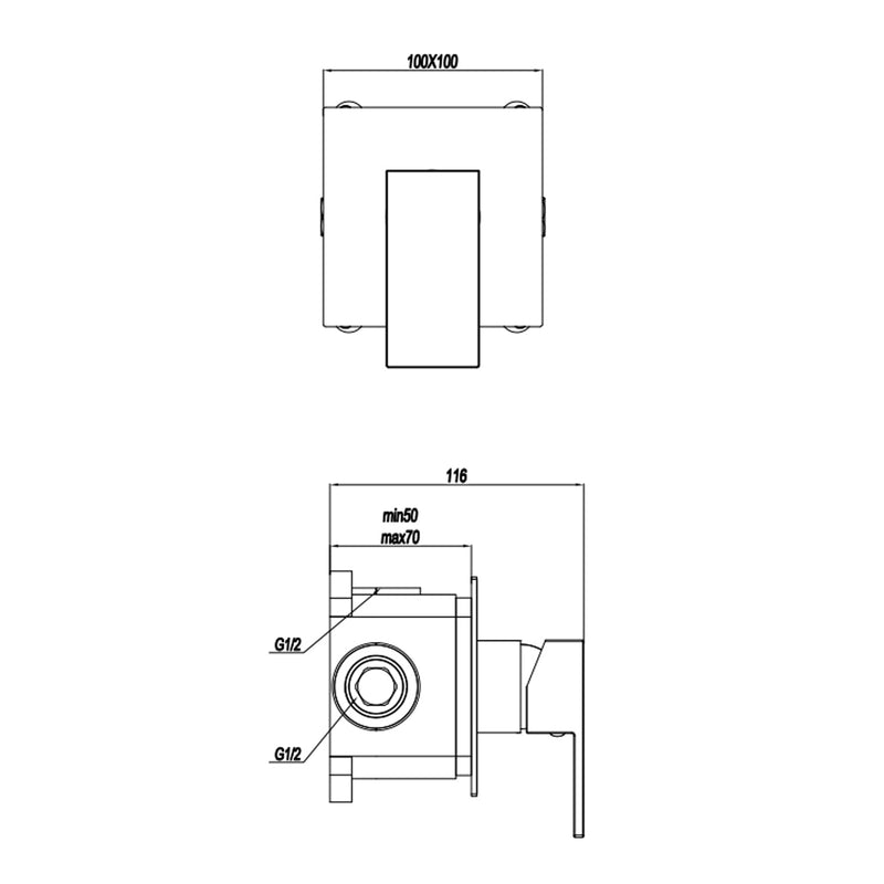Mezclador monomando empotrado para ducha RubiFlux serie Rose - Negro Mate