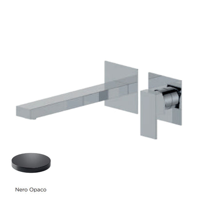 Miscelatore monocomando lavabo murale RubiFlux serie Rose canna 25 cm - Nero Opaco by CeramicStore | Lo specialista del tuo bagno