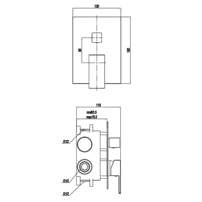 Miscelatore monocomando da incasso per doccia con deviatore RubiFlux serie Rose - Cromo by CeramicStore | Lo specialista del tuo bagno