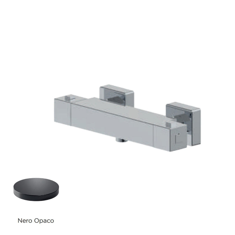 Mezclador monomando externo termostático para ducha RubiFlux serie Rose - Negro Mate