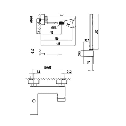 Miscelatore monocomando esterno per vasca con kit doccino RubiFlux serie Rose - Cromo by CeramicStore | Lo specialista del tuo bagno