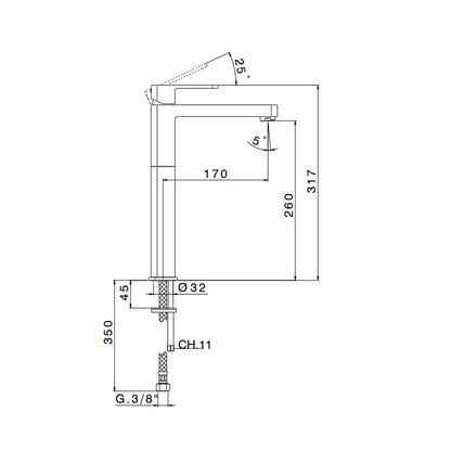 Miscelatore monocomando lavabo alto RubiFlux serie Dema - Nickel by CeramicStore | Lo specialista del tuo bagno
