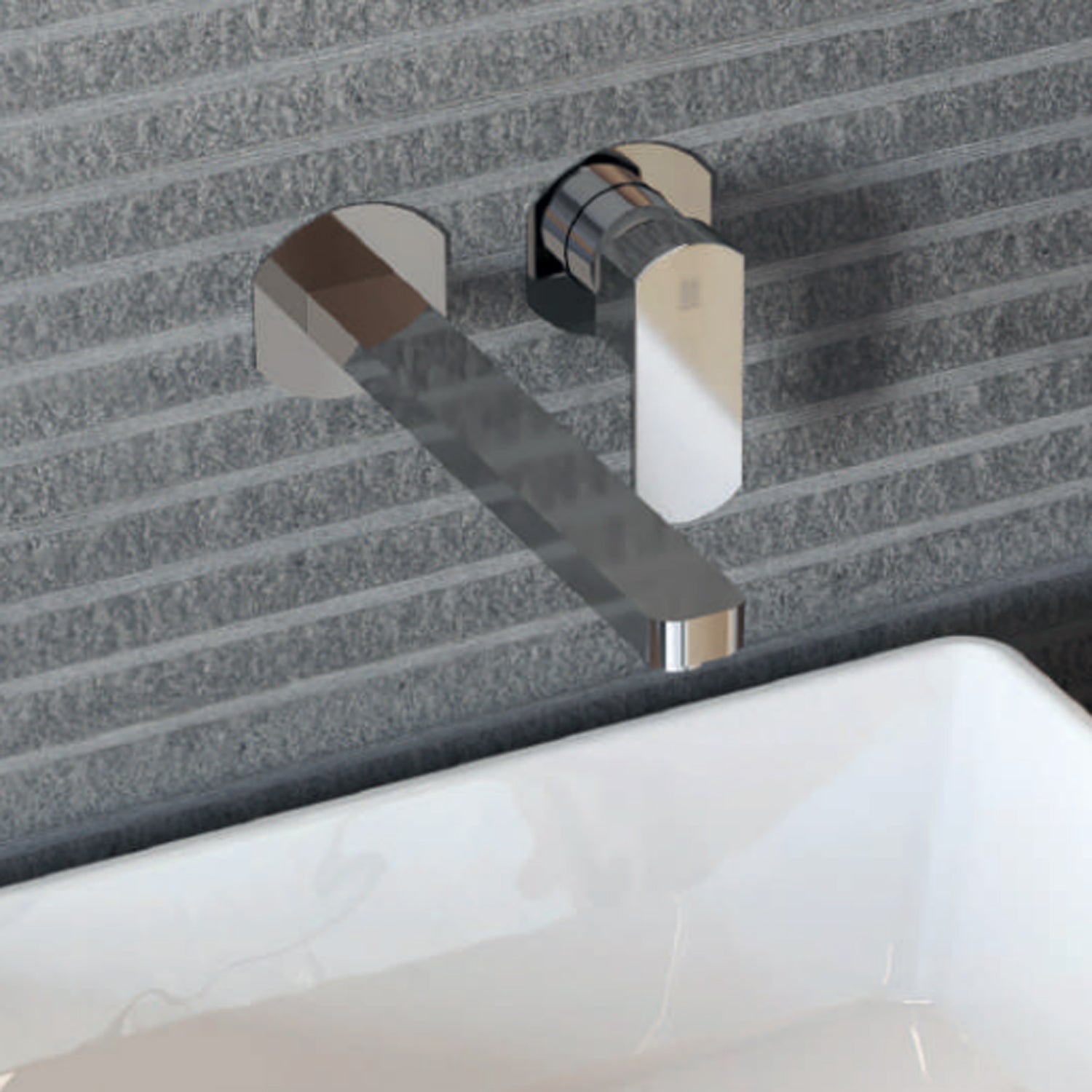 Miscelatore monocomando lavabo murale RubiFlux serie Dema canna 20 cm - Nero Opaco by CeramicStore | Lo specialista del tuo bagno