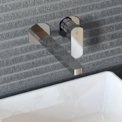 Miscelatore monocomando lavabo murale RubiFlux serie Dema canna 20 cm - Nero Opaco by CeramicStore | Lo specialista del tuo bagno