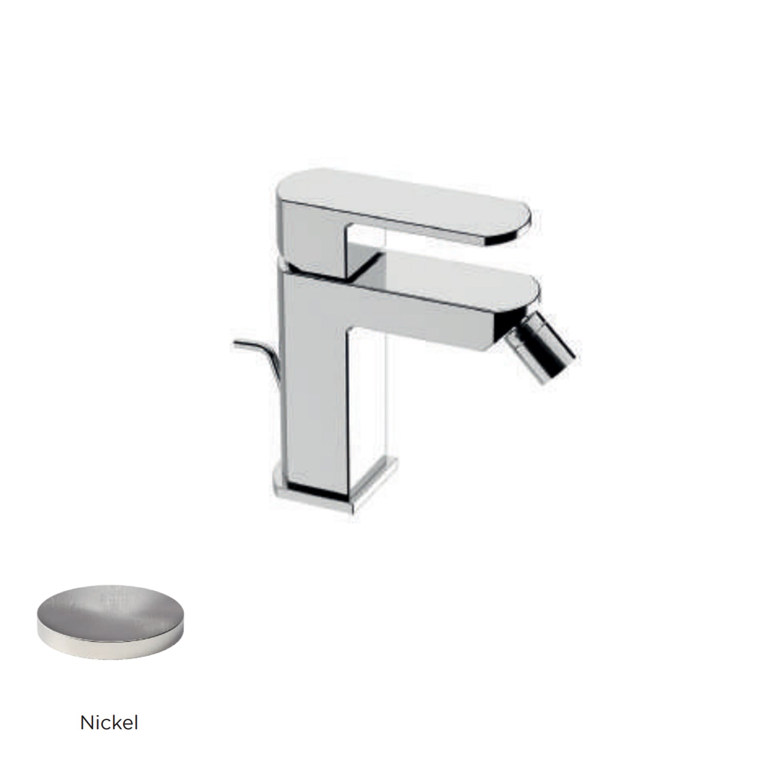 Miscelatore monocomando bidet con scarico RubiFlux serie Dema - Nickel by CeramicStore | Lo specialista del tuo bagno