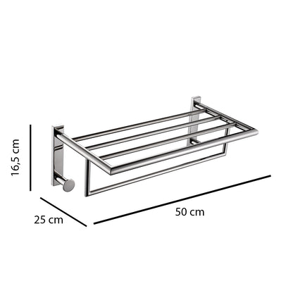Mensola porta asciugamani L. 50 cm in Acciaio Inox AISI 304 Gedy serie Project - Lucido by CeramicStore | Lo specialista del tuo bagno