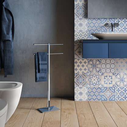 Piantana porta asciugamani in Acciaio Inox Gedy di Rainbow - Blu Petrolio