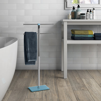 Piantana porta asciugamani in Acciaio Inox Gedy di Rainbow - Celeste