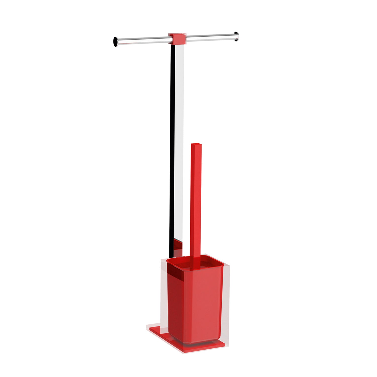 Piantana portarotolo e scopino wc in Acciaio Inox Gedy serie Rainbow - Rosso