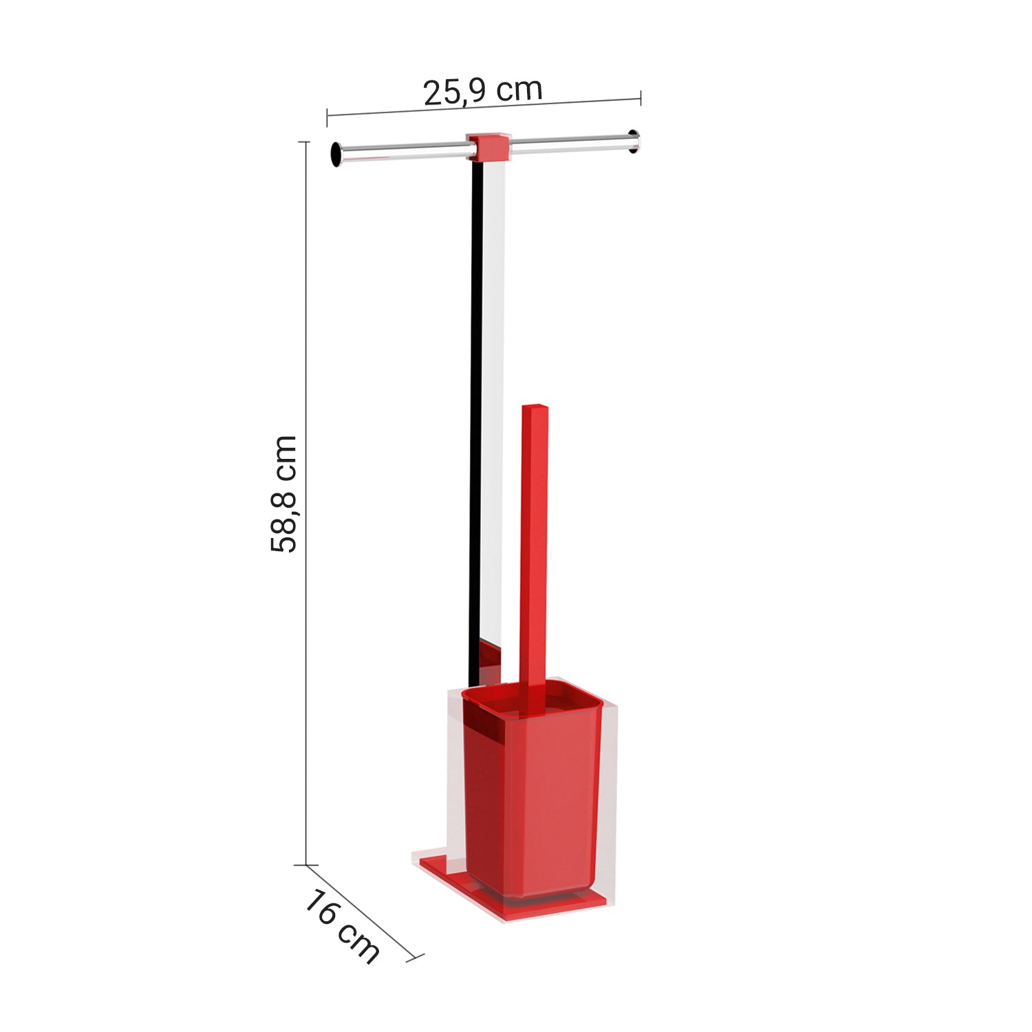 Piantana portarotolo e scopino wc in Acciaio Inox Gedy serie Rainbow - Rosso