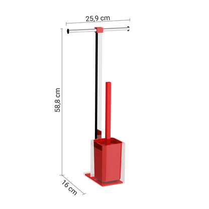 Piantana portarotolo e scopino wc in Acciaio Inox Gedy serie Rainbow - Rosso