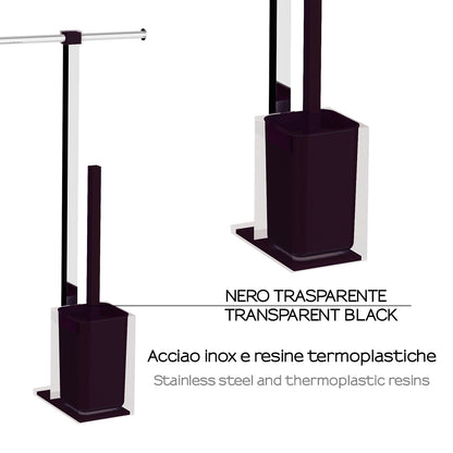 Piantana portarotolo e scopino wc in Acciaio Inox Gedy serie Rainbow - Nero