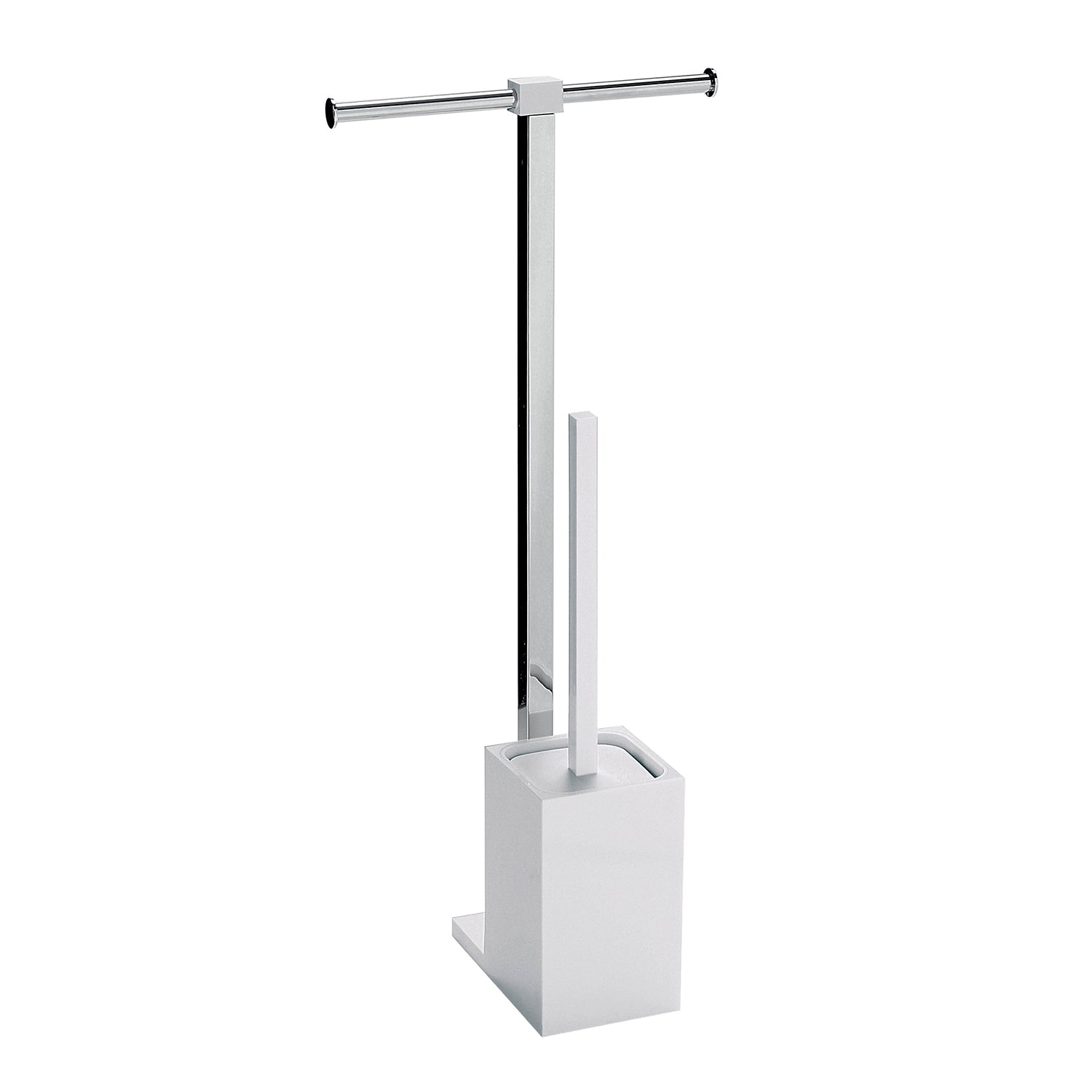 Piantana portarotolo e scopino wc in Acciaio Inox Gedy serie Rainbow - Bianco Pieno