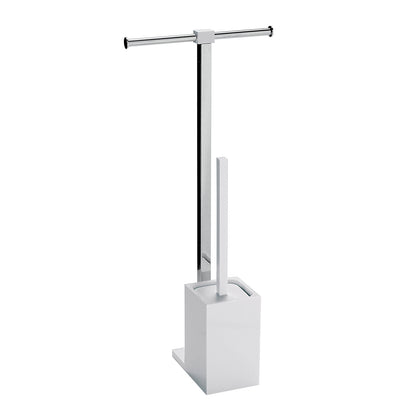 Piantana portarotolo e scopino wc in Acciaio Inox Gedy serie Rainbow - Bianco Pieno