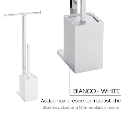 Piantana portarotolo e scopino wc in Acciaio Inox Gedy serie Rainbow - Bianco Pieno
