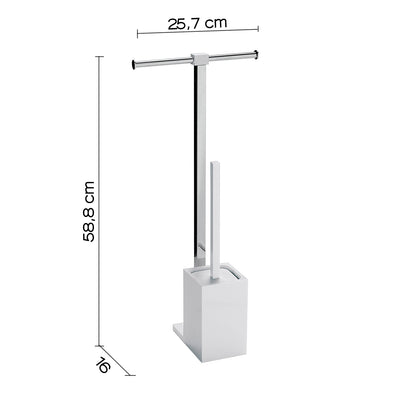 Piantana portarotolo e scopino wc in Acciaio Inox Gedy serie Rainbow - Bianco Pieno