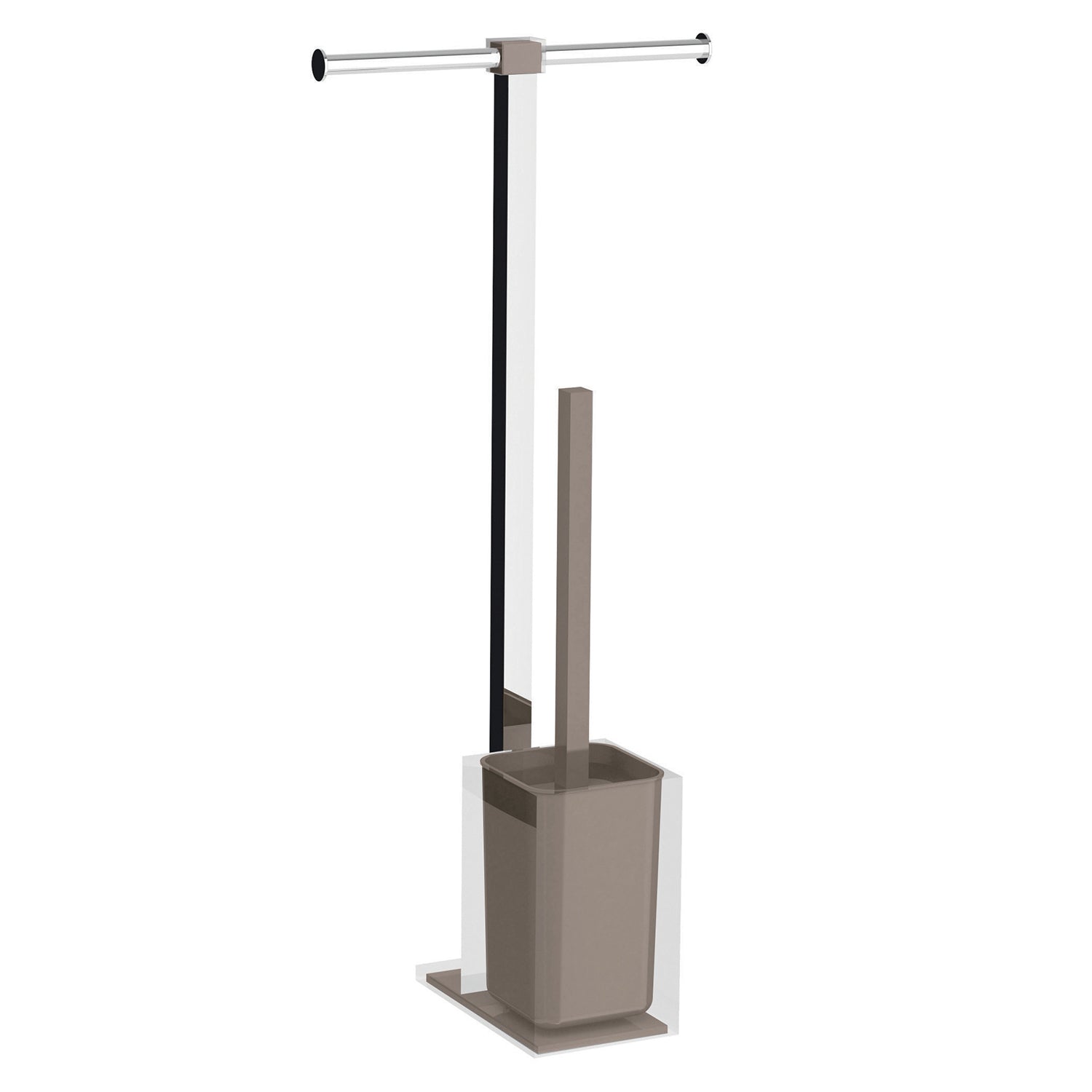 Piantana portarotolo e scopino wc in Acciaio Inox Gedy serie Rainbow - Tortora