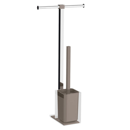 Piantana portarotolo e scopino wc in Acciaio Inox Gedy serie Rainbow - Tortora