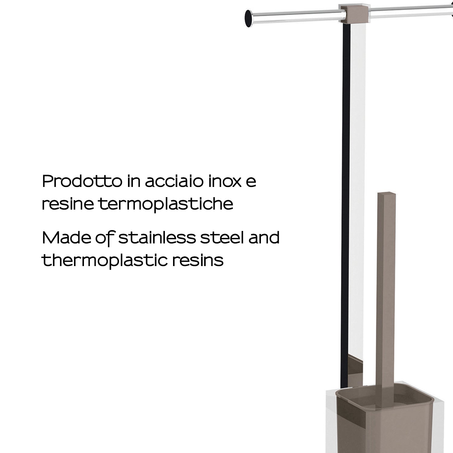 Piantana portarotolo e scopino wc in Acciaio Inox Gedy serie Rainbow - Tortora