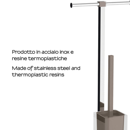 Piantana portarotolo e scopino wc in Acciaio Inox Gedy serie Rainbow - Tortora