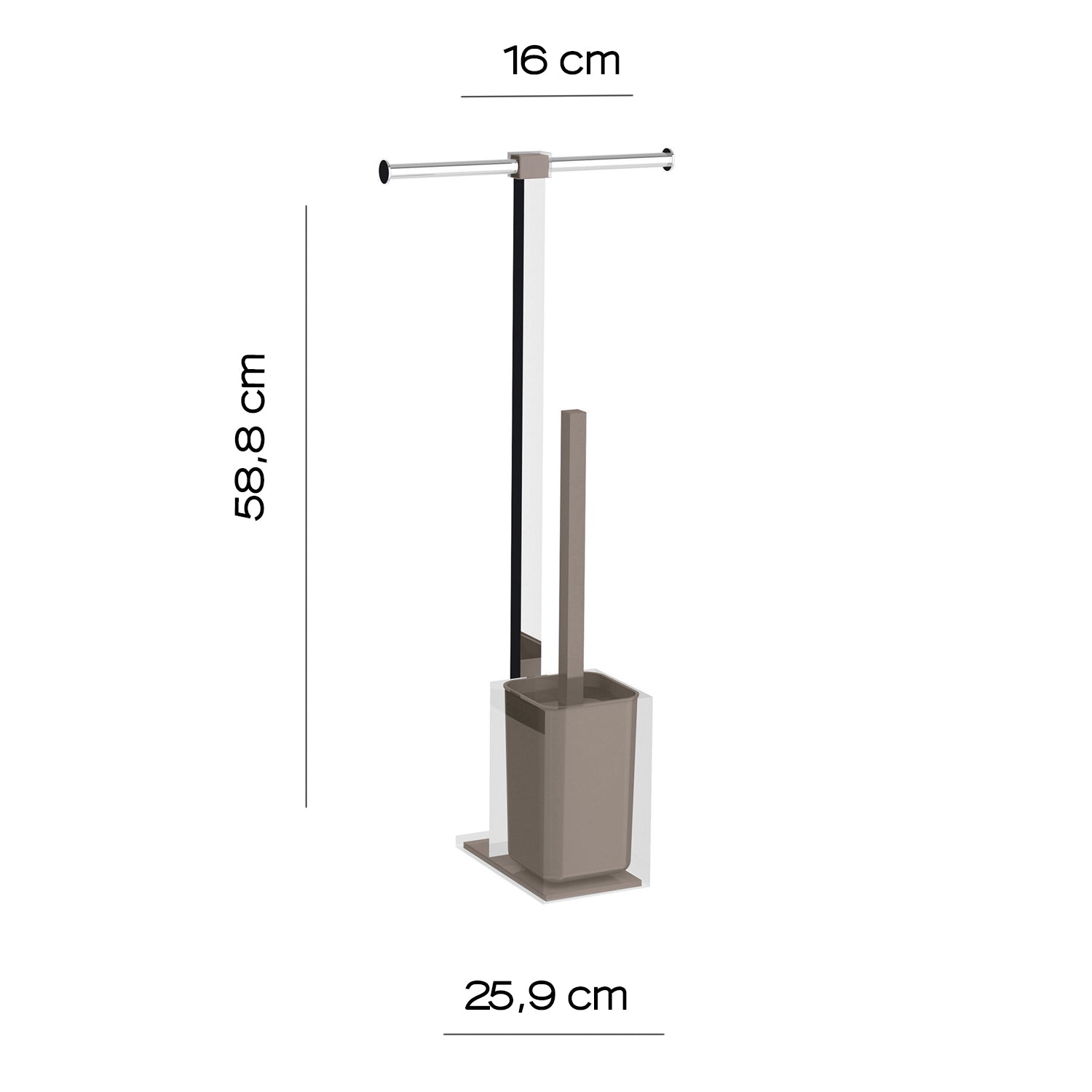 Piantana portarotolo e scopino wc in Acciaio Inox Gedy serie Rainbow - Tortora
