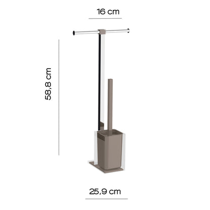 Piantana portarotolo e scopino wc in Acciaio Inox Gedy serie Rainbow - Tortora