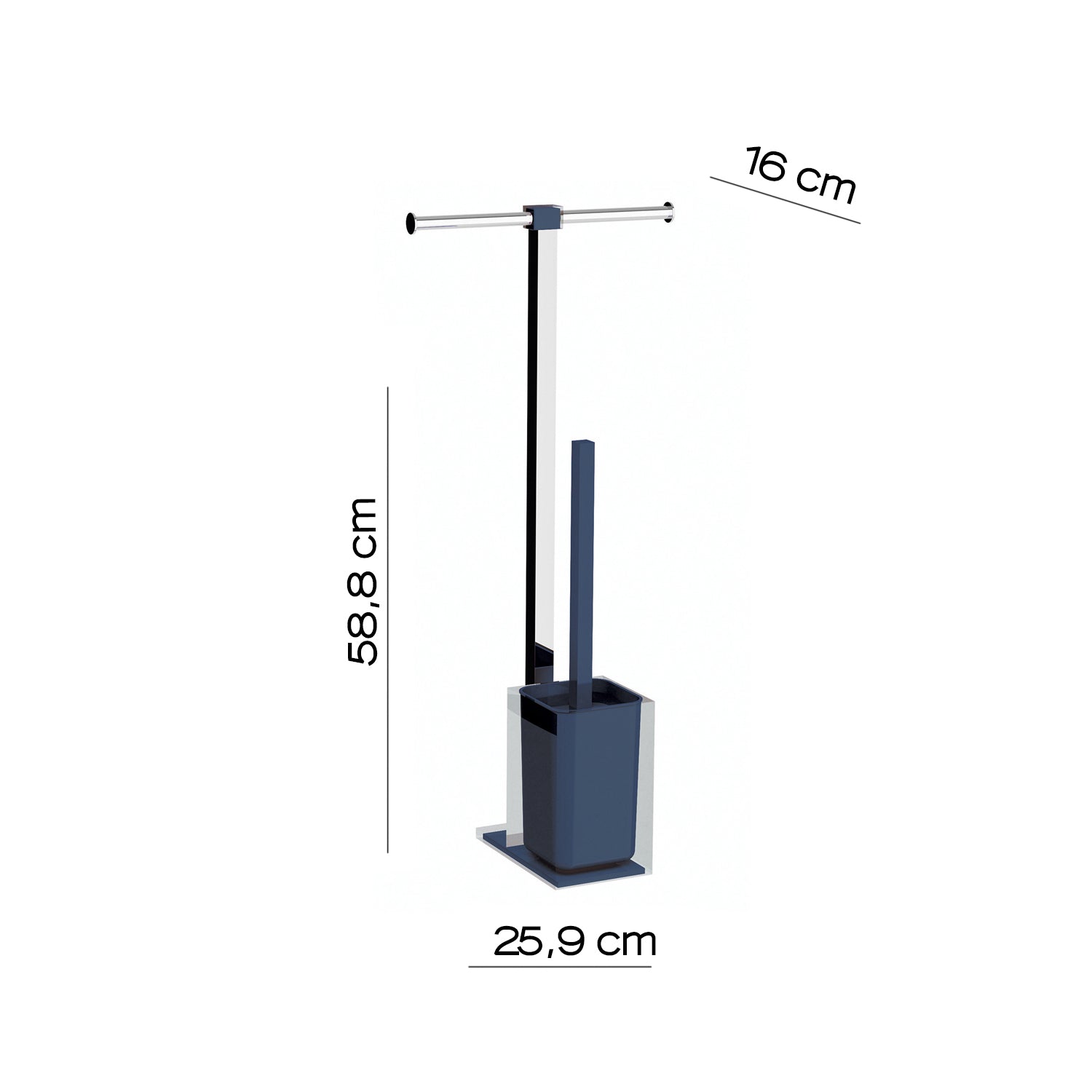 Piantana portarotolo e scopino wc in Acciaio Inox Gedy serie Rainbow - Blu Petrolio