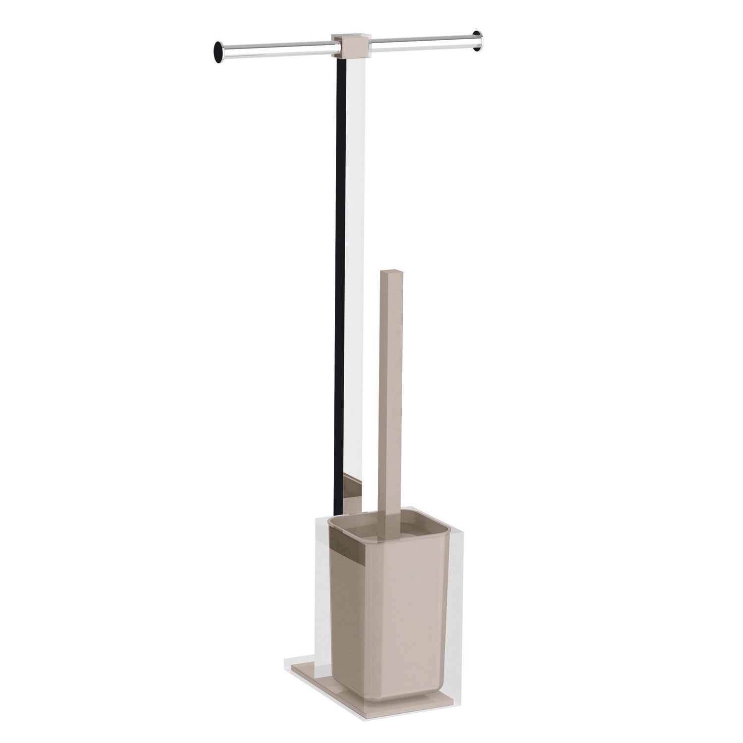 Piantana portarotolo e scopino wc in Acciaio Inox Gedy serie Rainbow - Trasparente/Tortora chiaro