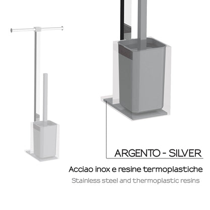 Piantana portarotolo e scopino wc in Acciaio Inox Gedy serie Rainbow - Argento