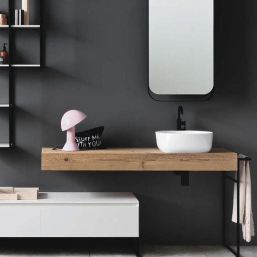 Mensola in legno per lavabi da appoggio 190 cm Finitura Rovere Antico Grezzo