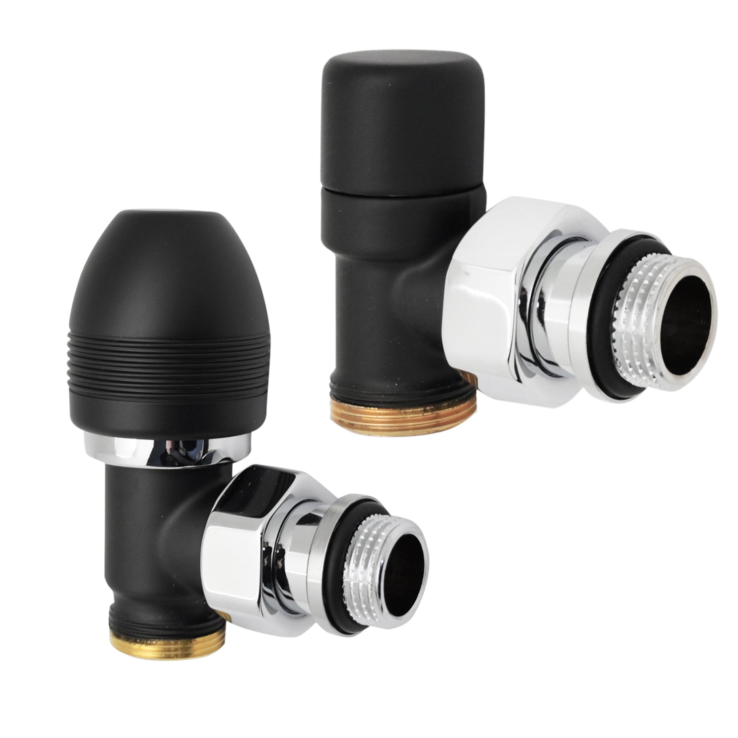 Kit valvola termostatizzabile e detentore a squadra 1/2" Modello Ovus Nero Opaco by CeramicStore | Lo specialista del tuo bagno