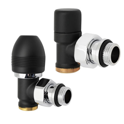 Kit valvola termostatizzabile e detentore a squadra 1/2" Modello Ovus Nero Opaco by CeramicStore | Lo specialista del tuo bagno