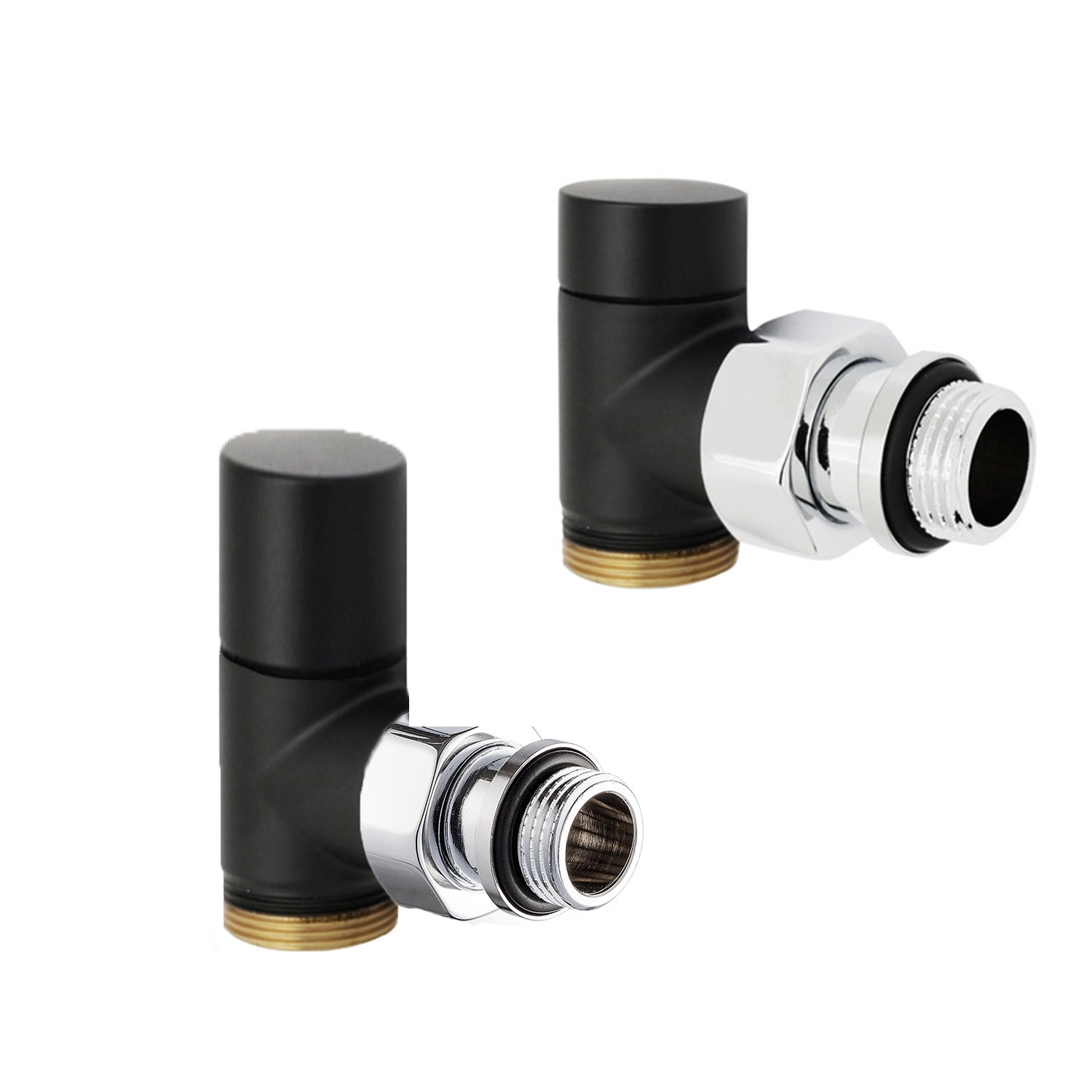 Kit valvola termostatizzabile e detentore a squadra 1/2" Modello Rondera Light Nero Opaco by CeramicStore | Lo specialista del tuo bagno