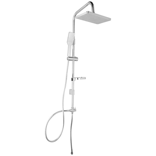 Colonna doccia in acciaio con soffione rettangolare e doccino finitura cromata by CeramicStore | Lo specialista del tuo bagno