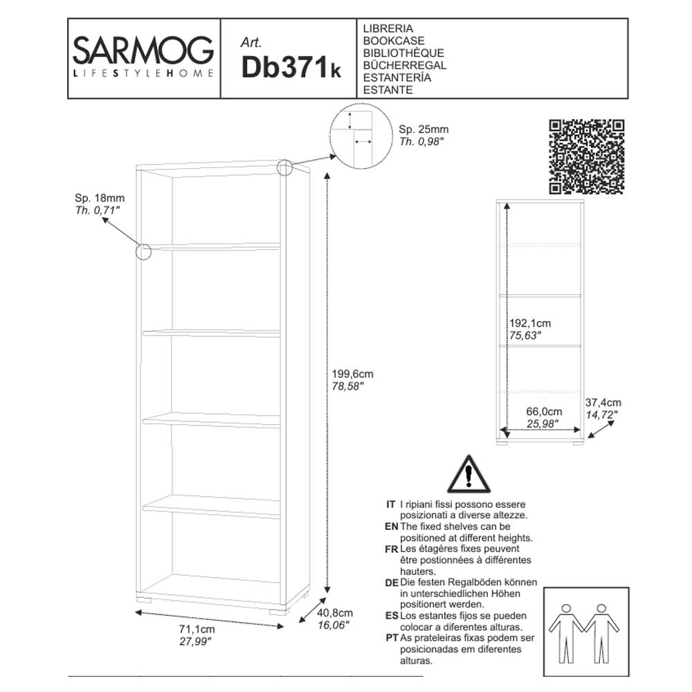 Libreria a giorno con 4 ripiani di cui 2 regolabili finitura Ossido Bianco by Sarmog by CeramicStore | Lo specialista del tuo bagno