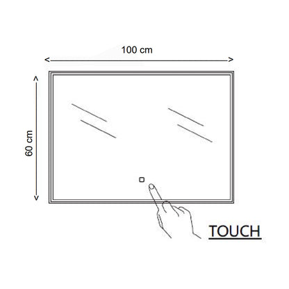 Specchio rettangolare con striscia led integrata in alto accensione touch 100x60h cm by CeramicStore | Lo specialista del tuo bagno