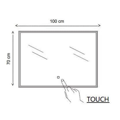 Specchio rettangolare con striscia led integrata in alto accensione touch 100x70h cm by CeramicStore | Lo specialista del tuo bagno