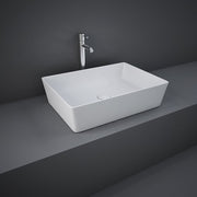 Lavabo da appoggio rettangolare bordi sottili Sensation in ceramica 50x36 cm- Bianco Opaco