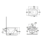 Sanitari sospesi cm 52x36 mod. Sensation wc rimless+bidet+sedile soft close Grigio Opaco